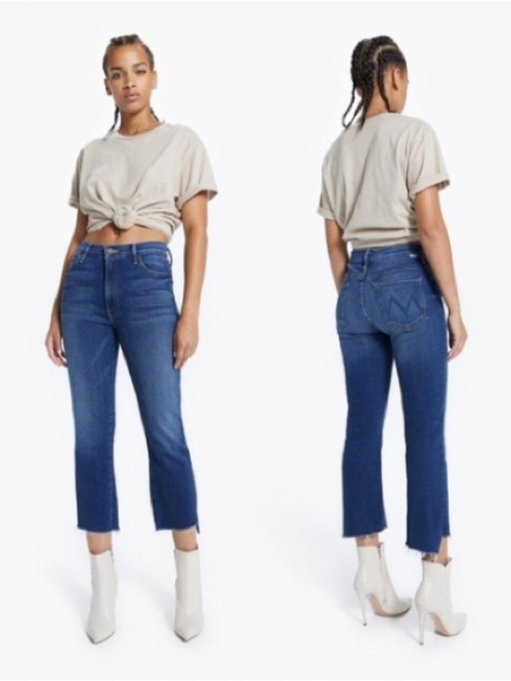 MOTHER Insider Crop Step Fray Jeans Sweet & Sassy Size 31 Raw Hem High Rise